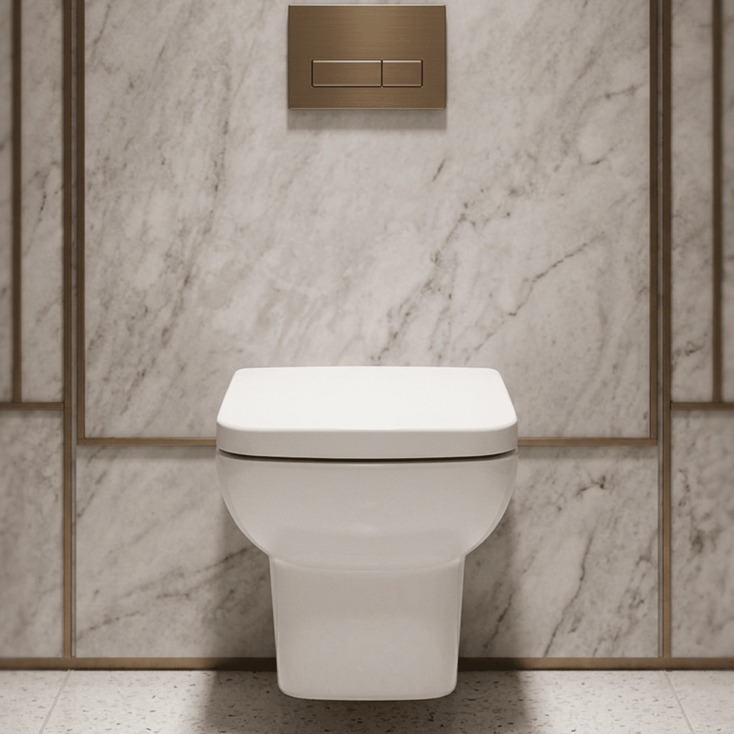[BCAL005] Meaford Contemporary Square Wall Hung Toilet Pan and Soft Close Seat, 420 x 350 x 525mm - Silo