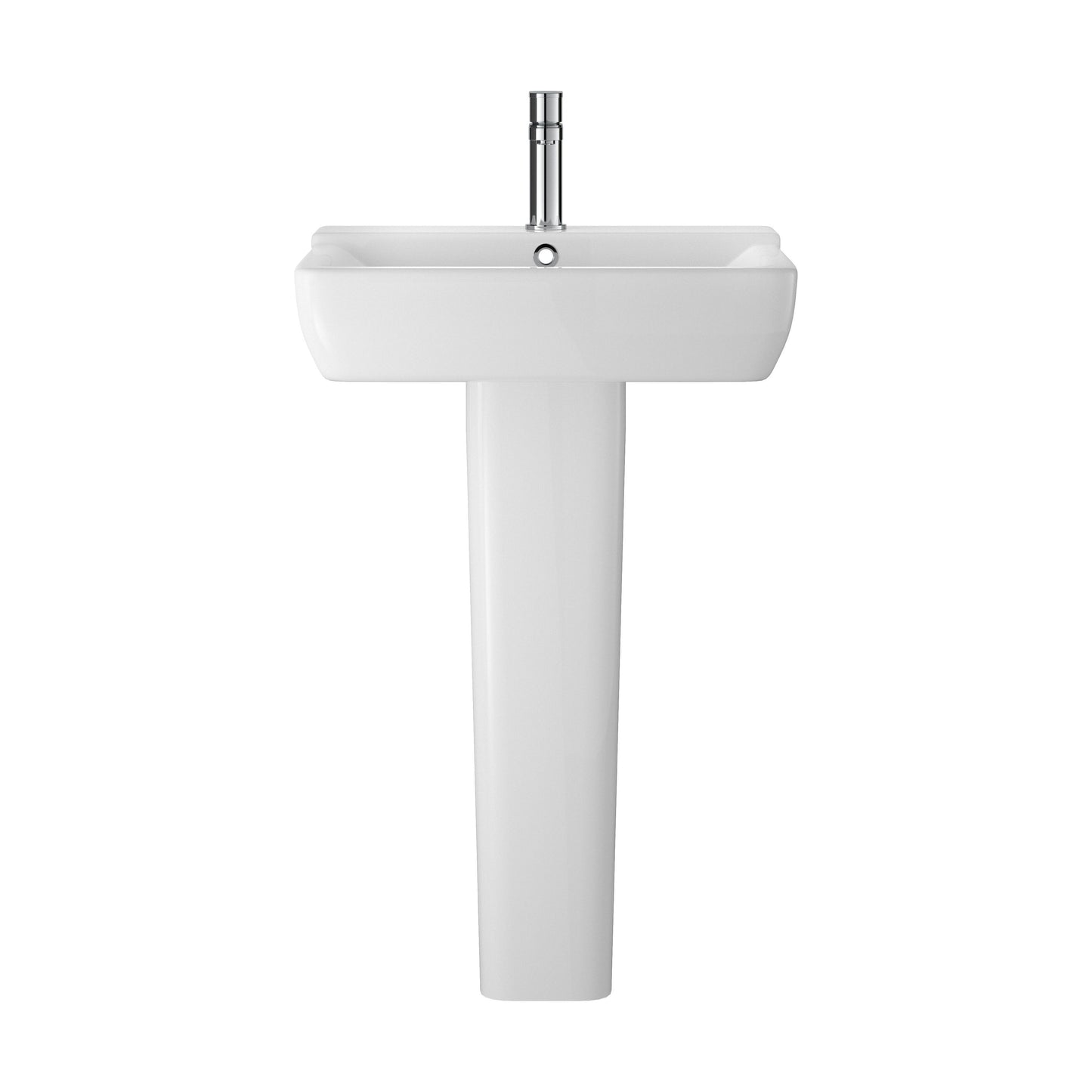 [BCAL025] Meaford Square 1 Tap Hole Ceramic Basin & Full Pedestal, 820 x 550 x 420mm - Cutout