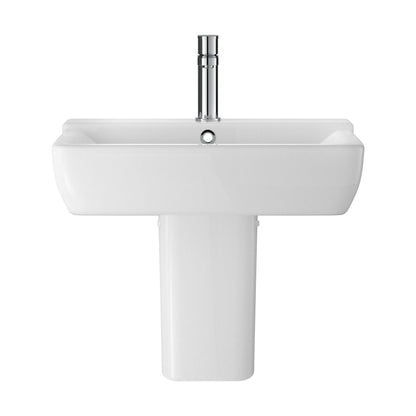 [BCAL026] Meaford Contemporary Square 1 Tap Hole Ceramic Bathroom Sink and Semi Pedestal, 445 x 550 x 450mm - Cutout