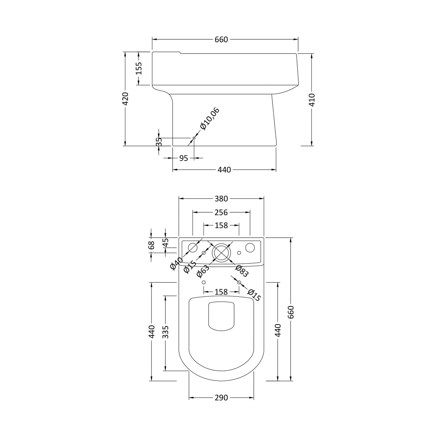 [BCAL500] Short Projection Pan - Technical Drawing