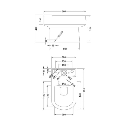 [BCAL500] Short Projection Pan - Technical Drawing