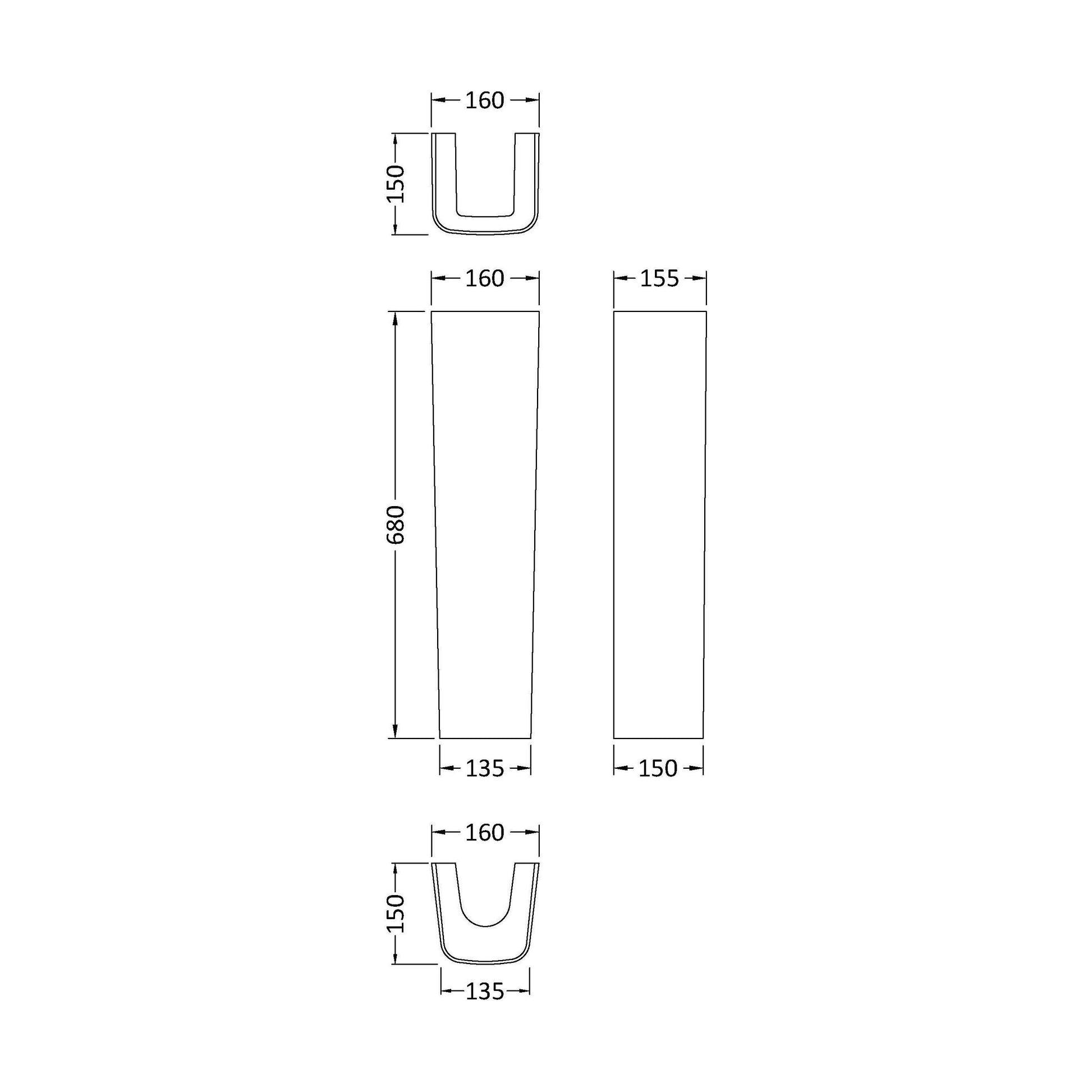 [BCAL503] Full Pedestal - Technical Drawing
