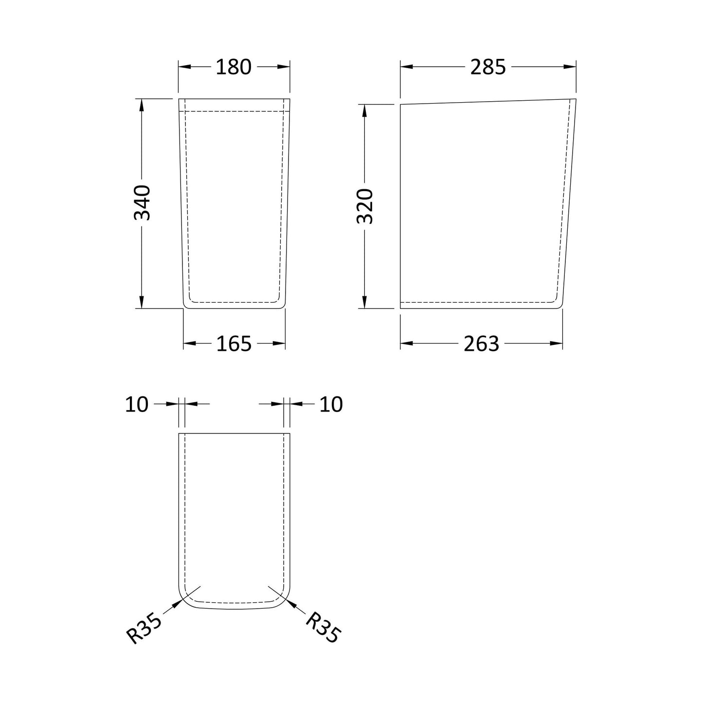 [BCAL507] Square Semi Pedestal - Technical Drawing