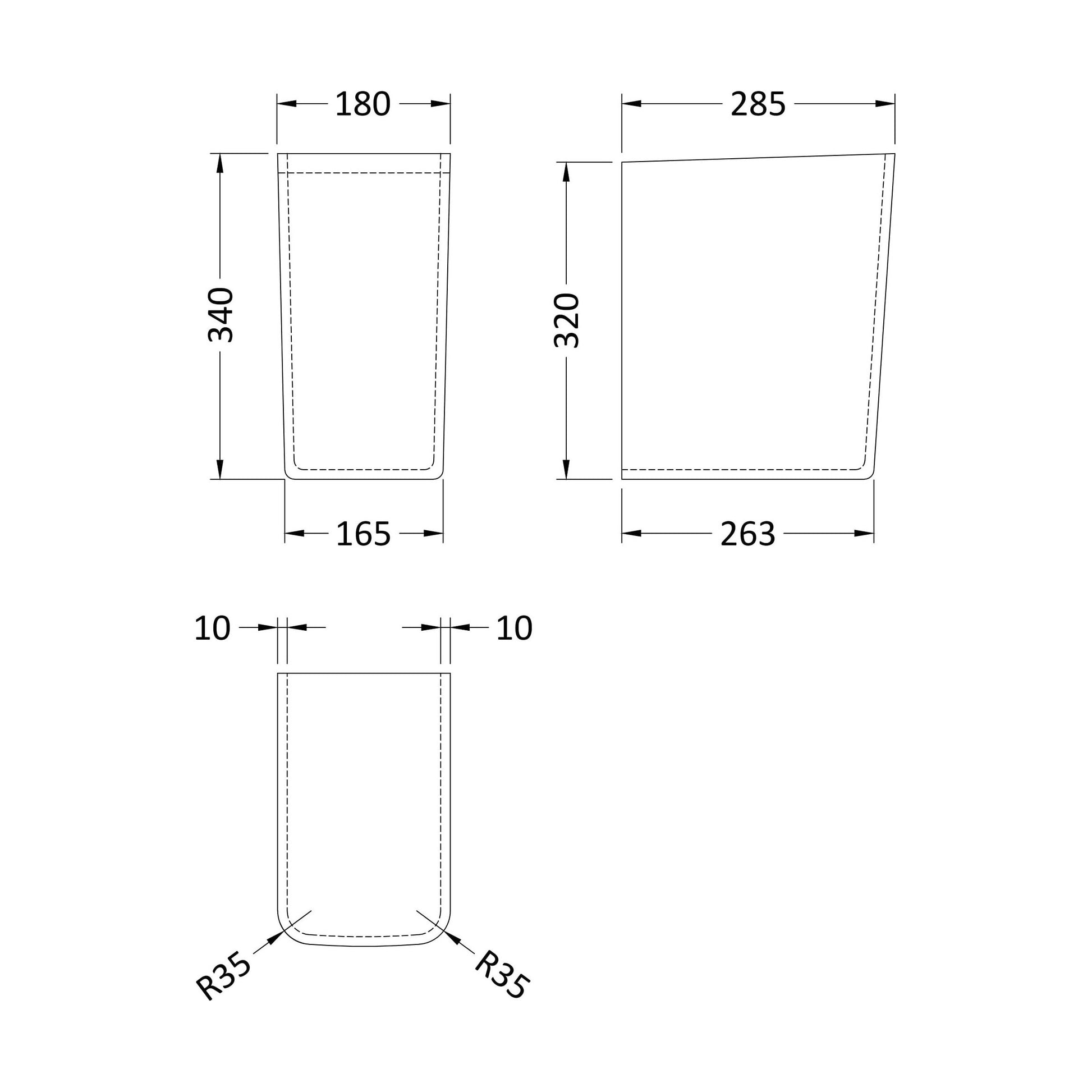 [BCAL507] Square Semi Pedestal - Technical Drawing