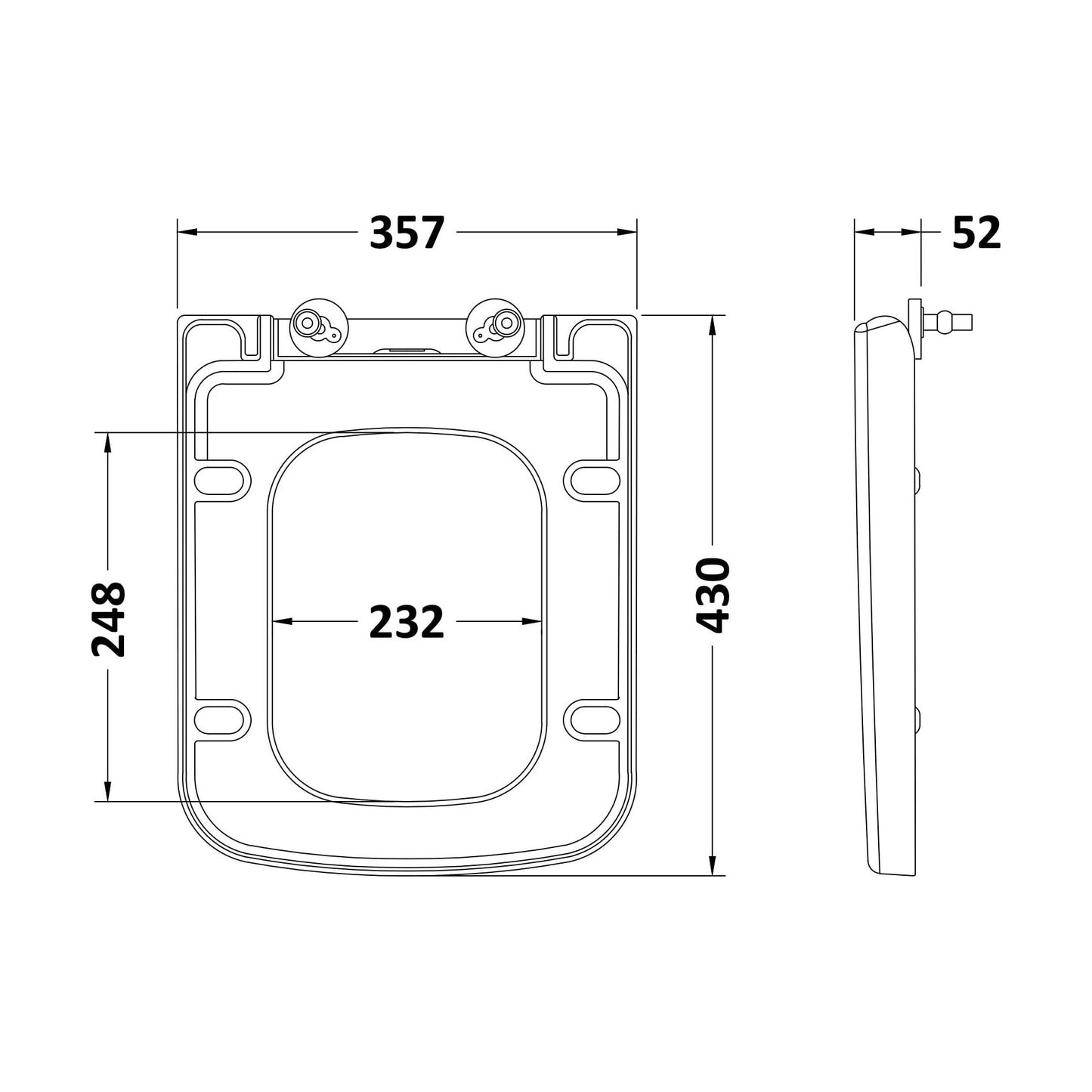[BCAL699] Toilet Seat Square Softclose - Technical Drawing