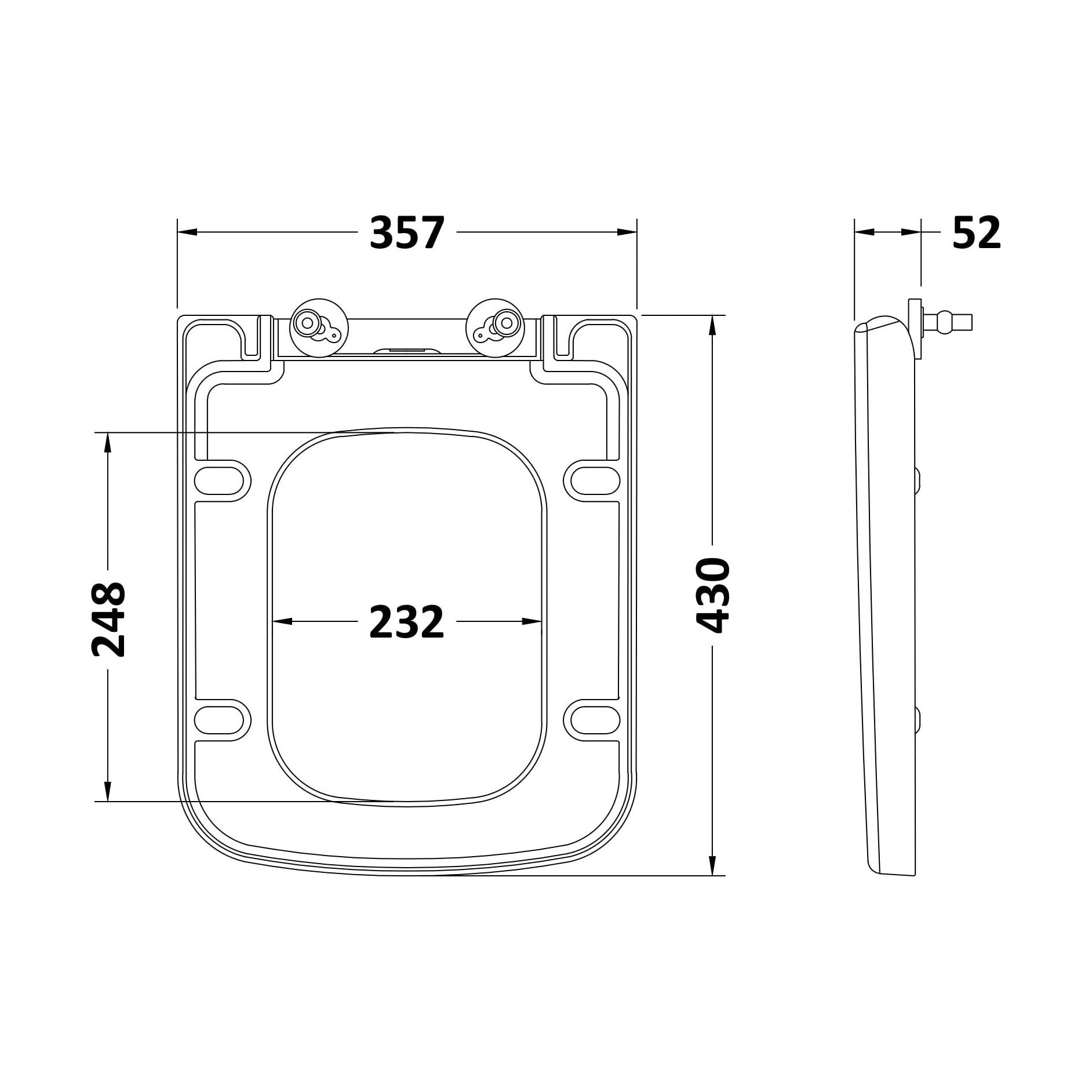 [BCAL699] Toilet Seat Square Softclose - Technical Drawing