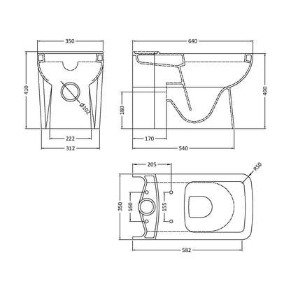 [BCAL700] Close Coupled WC Pan Btw - Technical Drawing