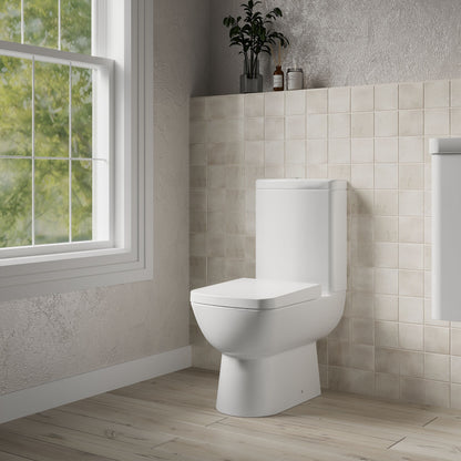 [BCAM020] Balterley Semi Flush to Wall Close Coupled WC Toilet & Seat, Modern Square Design, 825mm - Lifestyle 3