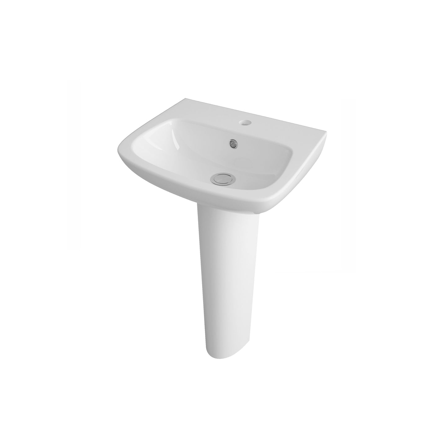 [BCAM021] Soft Square Contemporary 1 Tap Hole Ceramic Basin and Pedestal, Choice of Basin Size - Cutout