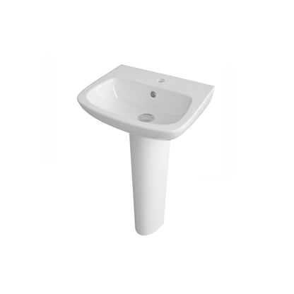 [BCAM021] Soft Square Contemporary 1 Tap Hole Ceramic Basin and Pedestal, Choice of Basin Size - Cutout