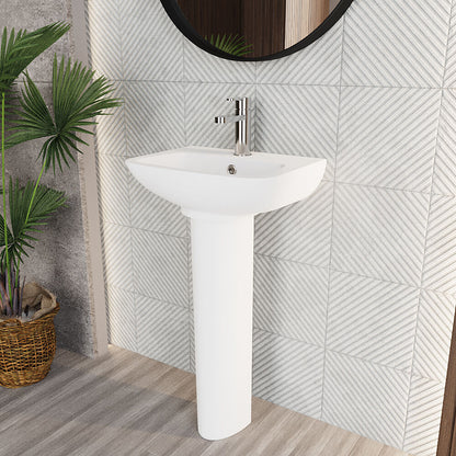 [BCAM021] Soft Square Contemporary 1 Tap Hole Ceramic Basin and Pedestal, Choice of Basin Size - Lifestyle 3