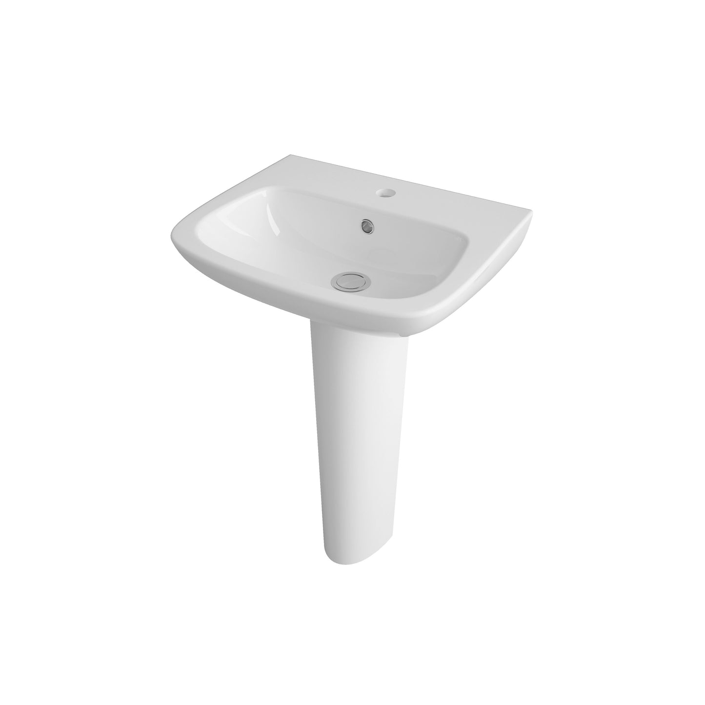[BCAM022] Soft Square Contemporary 1 Tap Hole Ceramic Basin and Pedestal, Choice of Basin Size - Cutout