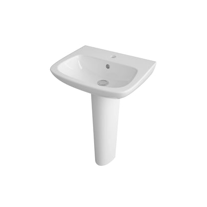 [BCAM022] Soft Square Contemporary 1 Tap Hole Ceramic Basin and Pedestal, Choice of Basin Size - Cutout
