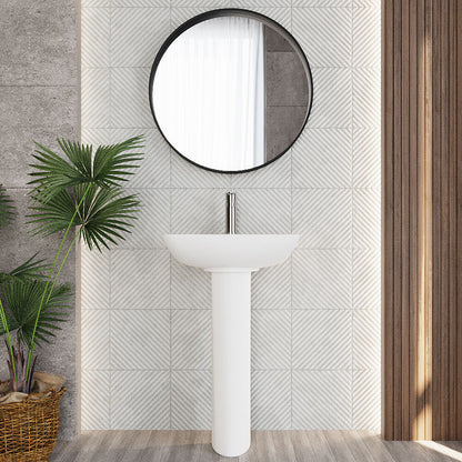 [BCAM022] Soft Square Contemporary 1 Tap Hole Ceramic Basin and Pedestal, Choice of Basin Size - Lifestyle 1