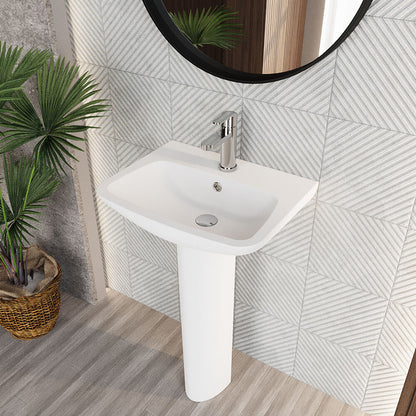 [BCAM022] Soft Square Contemporary 1 Tap Hole Ceramic Basin and Pedestal, Choice of Basin Size - Lifestyle 2