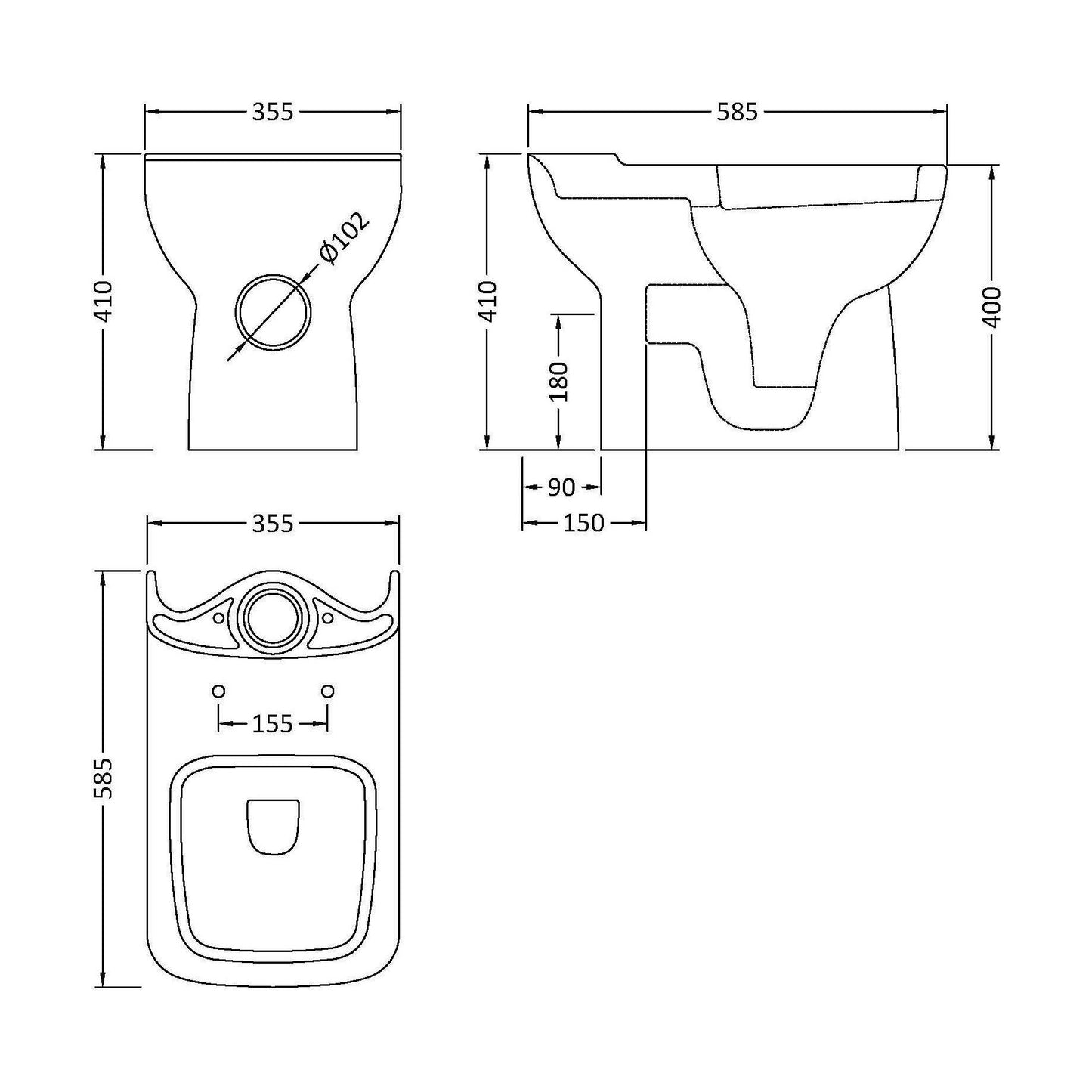 [BCAM500A] Open Back Pan Only - Technical Drawing