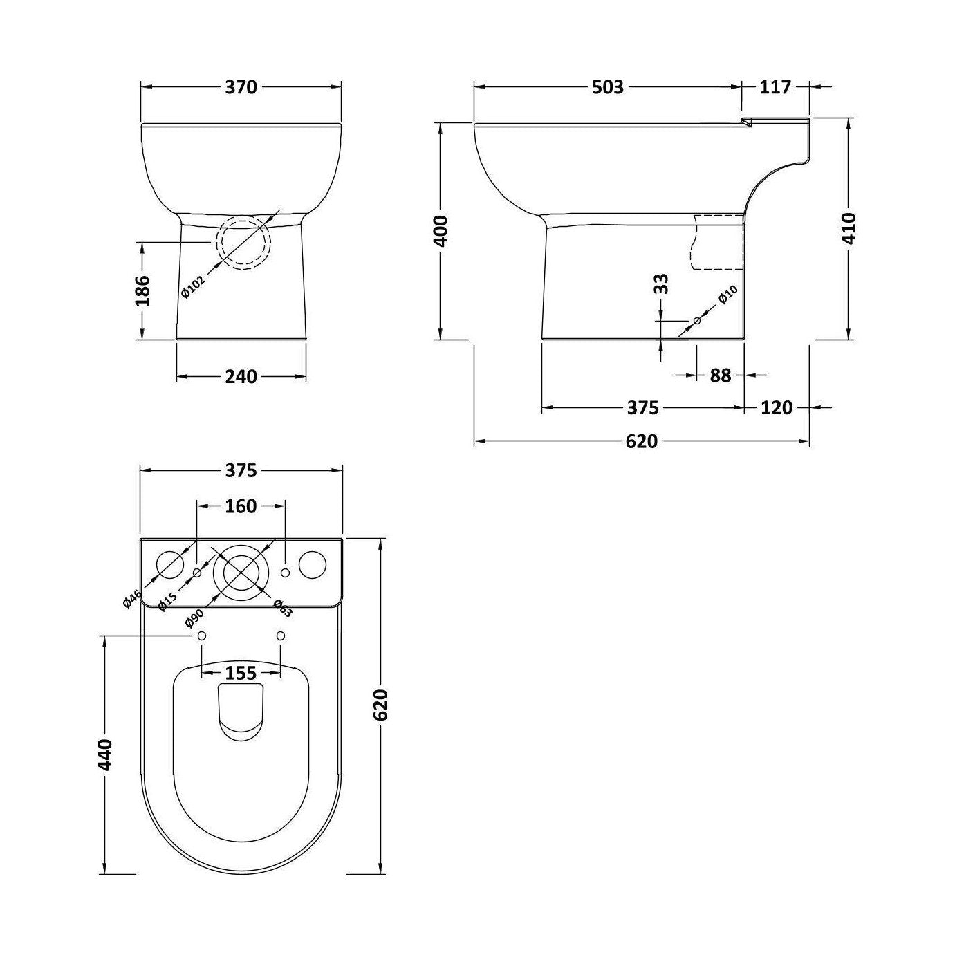 [BCAZA01] Azara Short Projection Pan CC Open Back - Technical Drawing