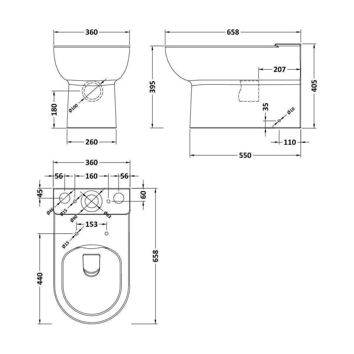 [BCAZA03] Azara Flush to Wall CC Pan - Technical Drawing