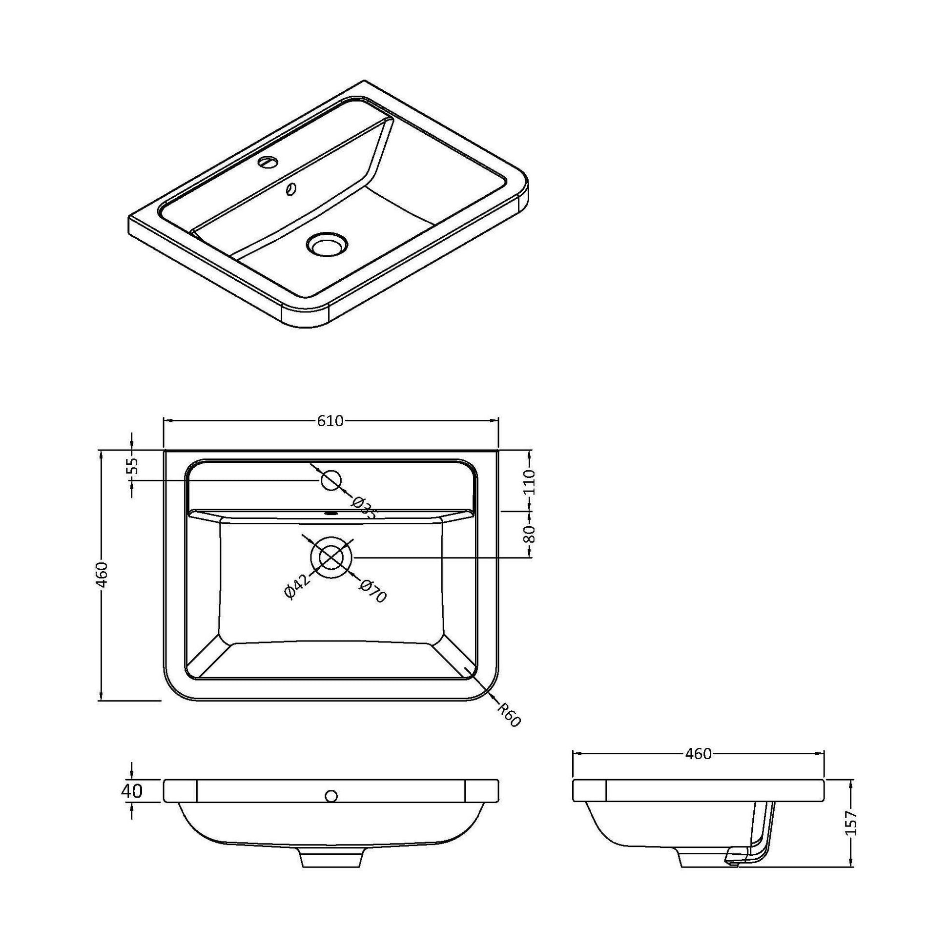 [BCBM003] Ceramic Basin 600x450 - Technical Drawing