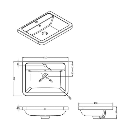 [BCBM003] Ceramic Basin 600x450 - Technical Drawing