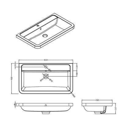 [BCBM005] Ceramic Basin 800x450 - Technical Drawing