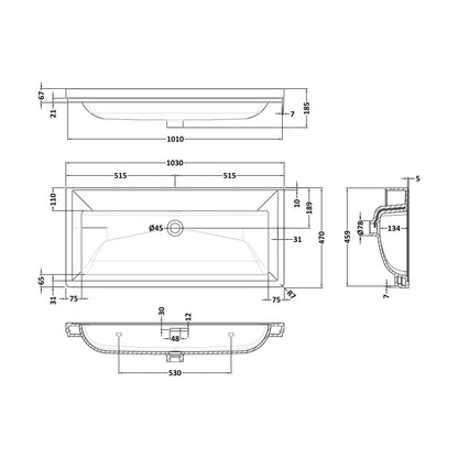 [BCBM517] 1000 Classique Basin 0TH - Technical Drawing