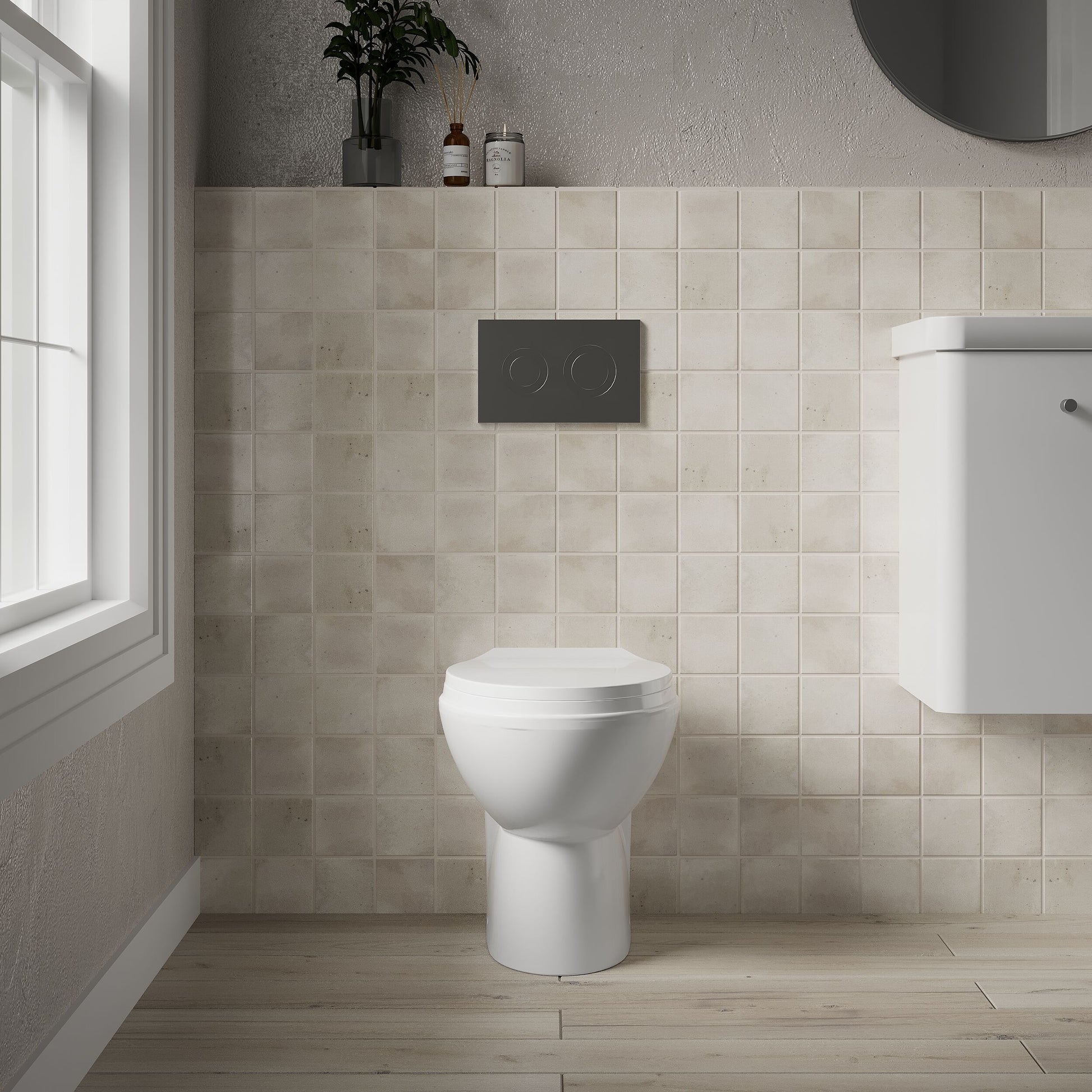 [BCBW002P] Contemporary Back to Wall Toilet Pan, White Ceramic Modern Bathroom WC, Compact Design, 410mm x 355mm by Balterley - Lifestyle 1
