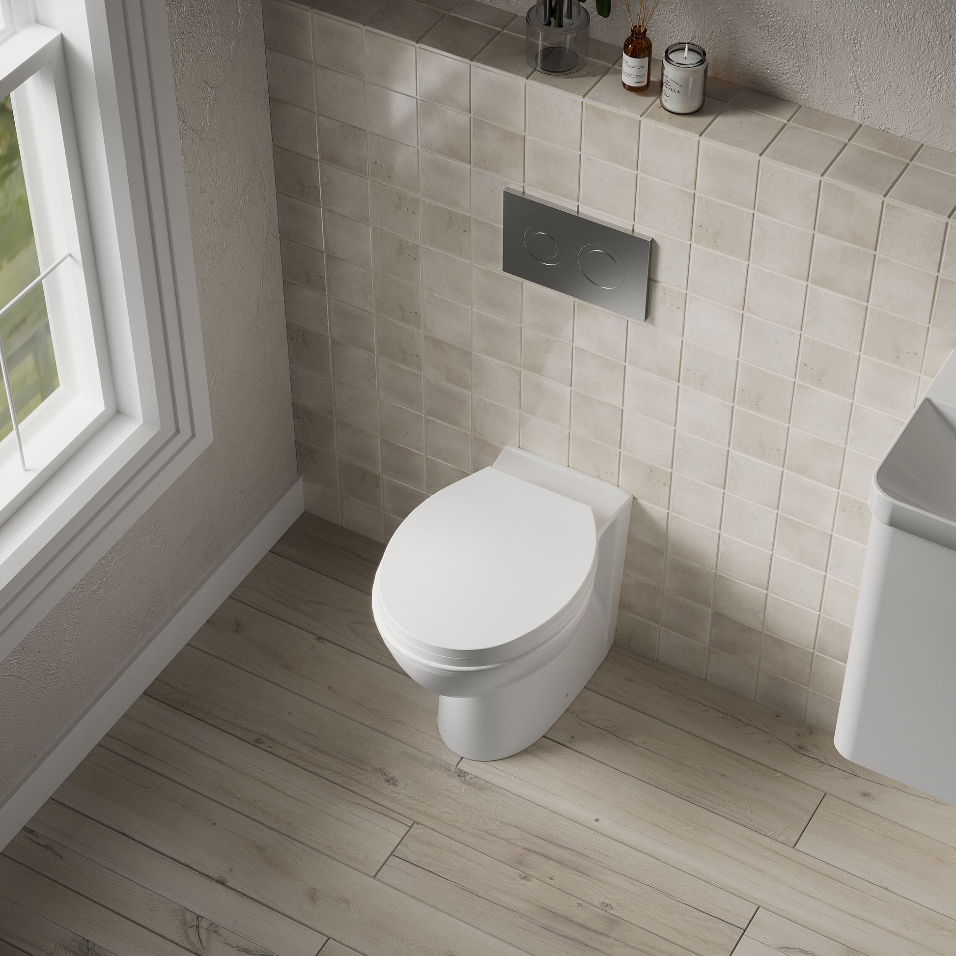 [BCBW002P] Contemporary Back to Wall Toilet Pan, White Ceramic Modern Bathroom WC, Compact Design, 410mm x 355mm by Balterley - Lifestyle 2