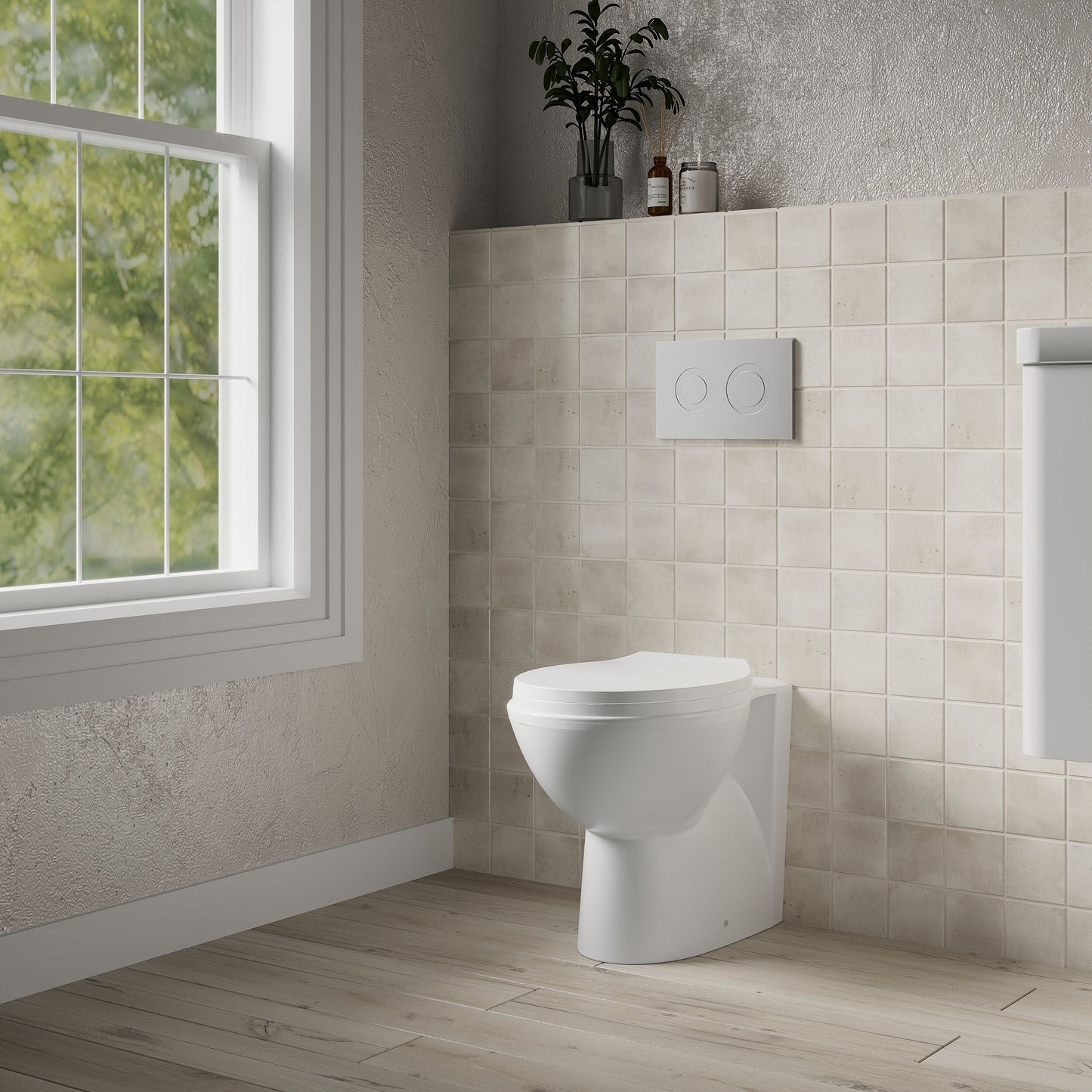 [BCBW002P] Contemporary Back to Wall Toilet Pan, White Ceramic Modern Bathroom WC, Compact Design, 410mm x 355mm by Balterley - Lifestyle 3