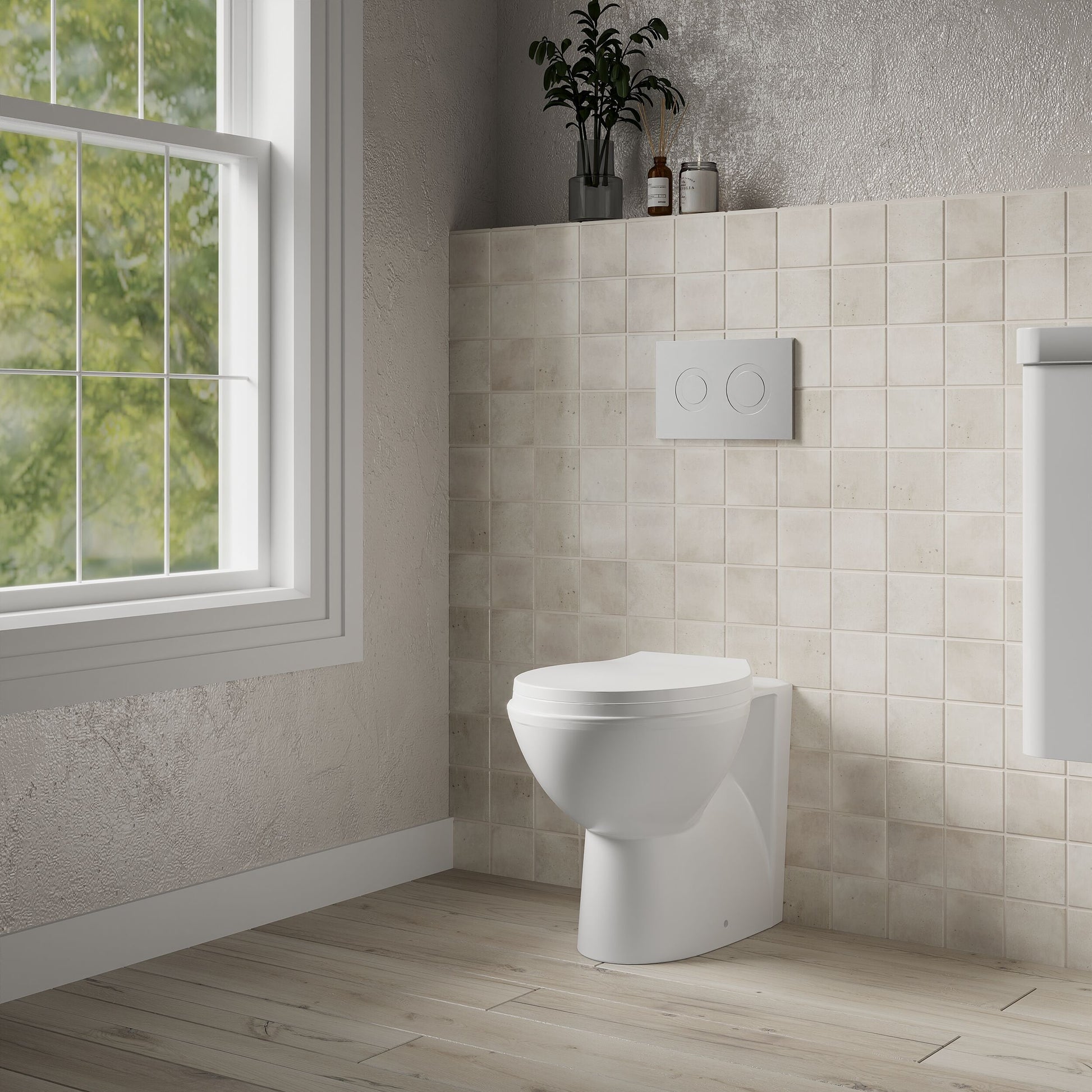[BCBW002P] Contemporary Back to Wall Toilet Pan, White Ceramic Modern Bathroom WC, Compact Design, 410mm x 355mm by Balterley - Lifestyle 3