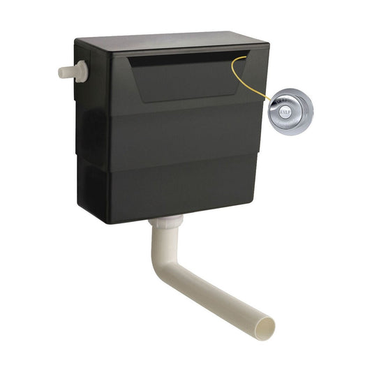[BCC6T01] Balterley Universal Water Saving Dual Flush Side Inlet with Traditional Push Button - Chrome/Black - Cutout