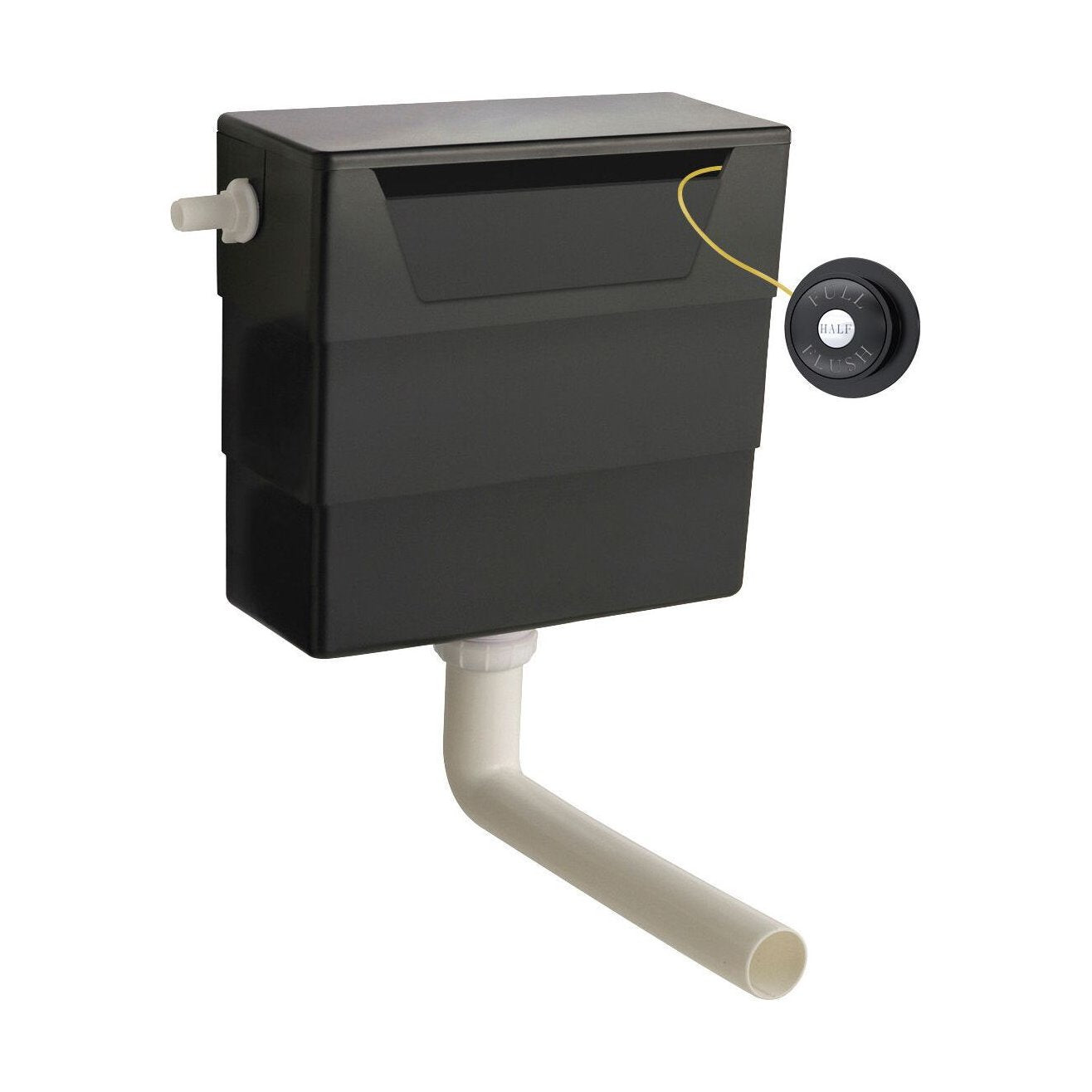 [BCC6T02] Balterley Universal Water Saving Dual Flush Side Inlet with Traditional Push Button - Matt Black/Black - Cutout