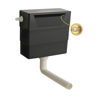 [BCC6T03] Balterley Universal Water Saving Dual Flush Side Inlet with Traditional Push Button - Brushed Brass/Black - Cutout