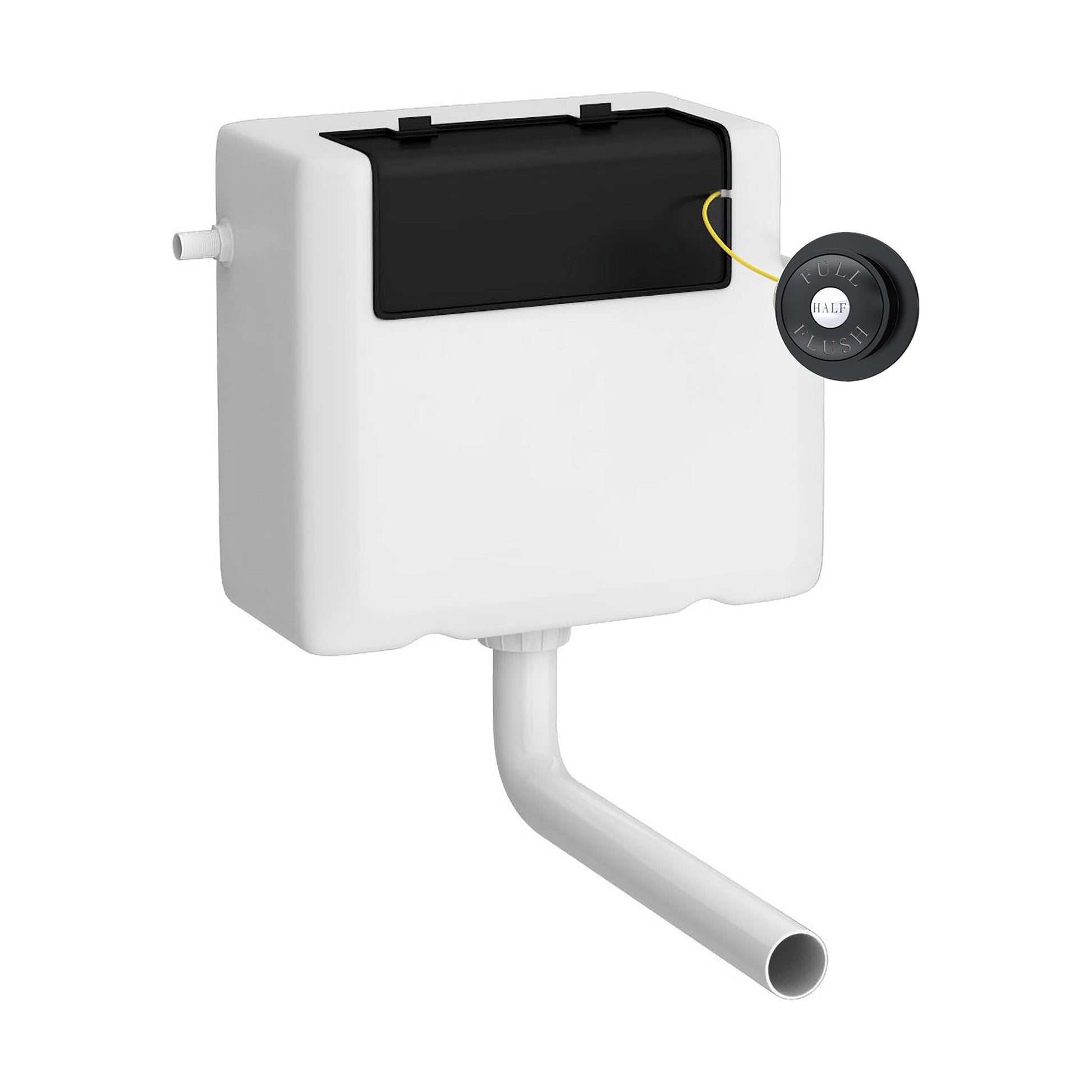 [BCC8T02] Balterley Universal Water Saving Dual Flush Side Inlet with Traditional Push Button - Matt Black/White - Cutout