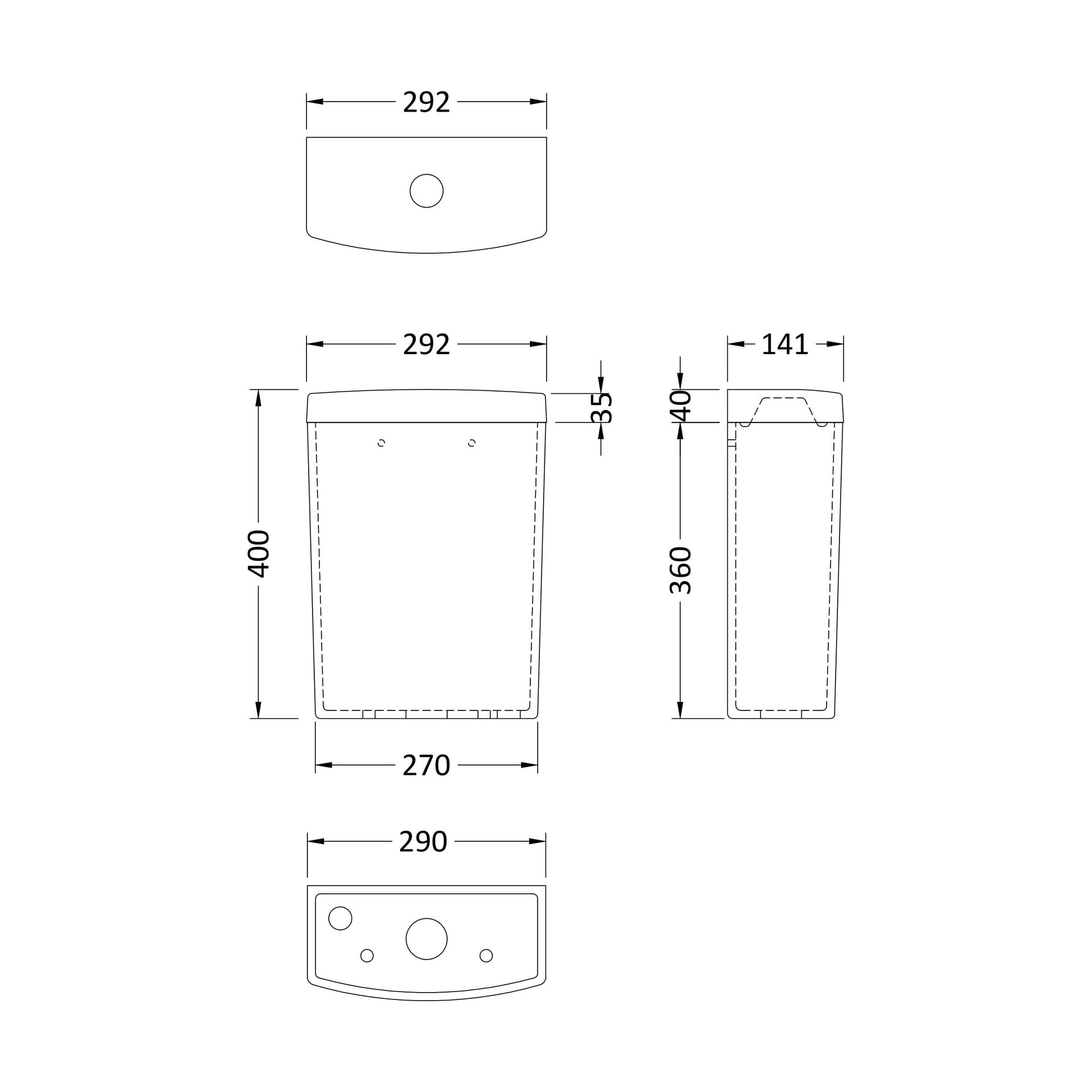 [BCCP371] Short Projection Cistern - Technical Drawing