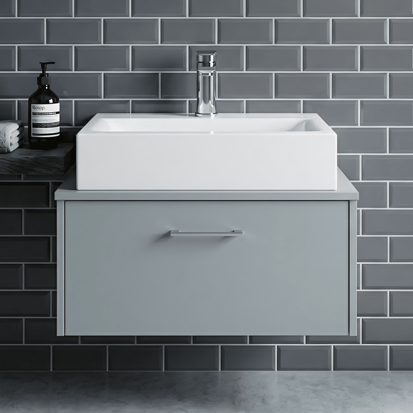 [BCCT002] Balterley Modern Bathroom Rectangular Vessel Basin for Countertop Use, White Vitreous China, Contemporary Design, 460 mm - Silo