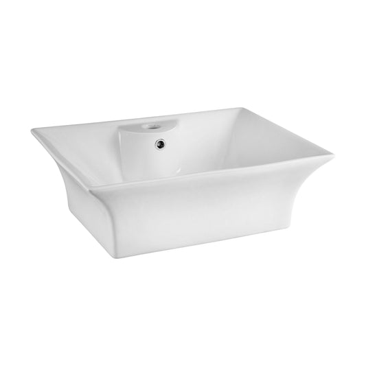 [BCCT005] Balterley Modern Bathroom Rectangular Vessel Basin for Countertop, White Vitreous China, Contemporary Design, 496 mm - Cutout