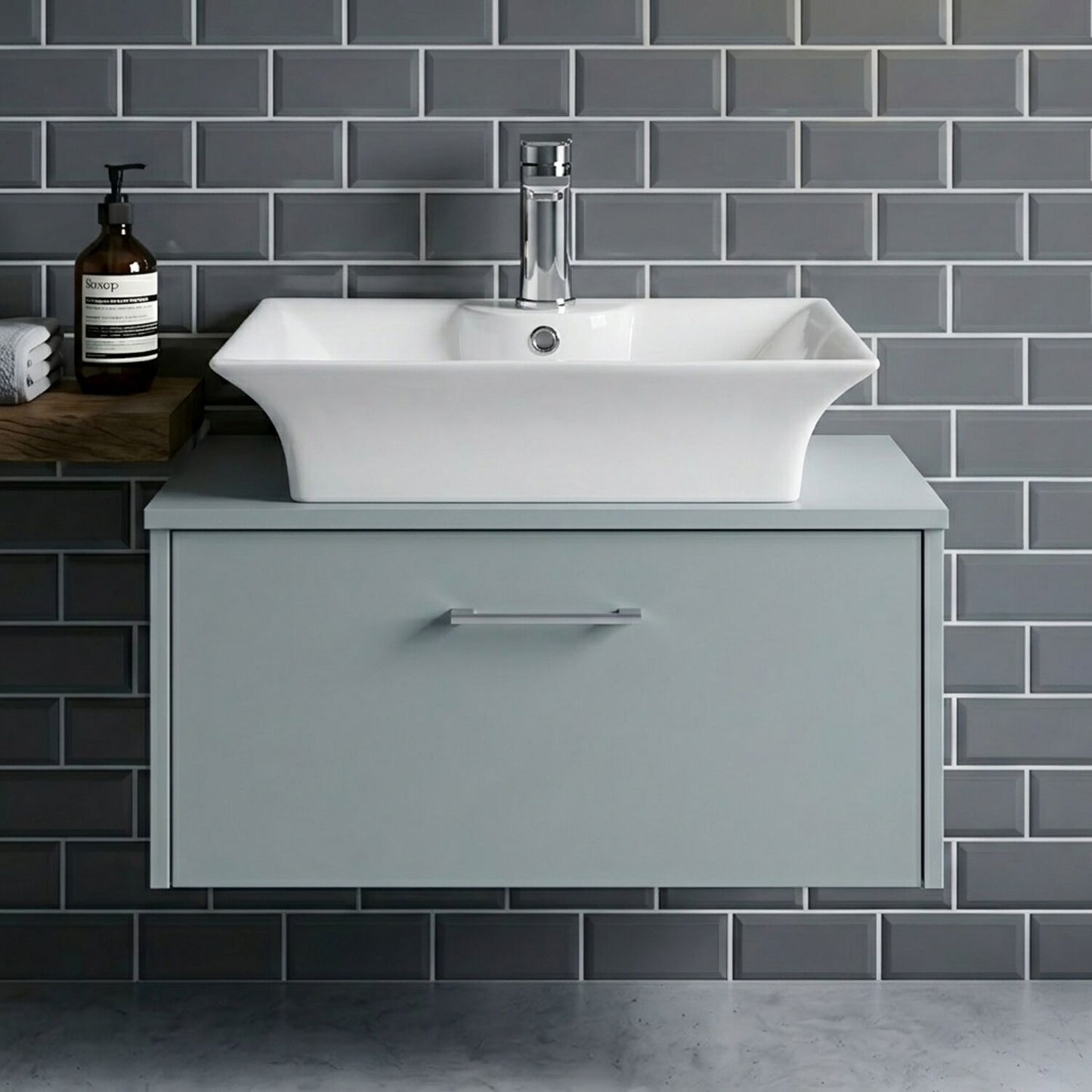 [BCCT005] Balterley Modern Bathroom Rectangular Vessel Basin for Countertop, White Vitreous China, Contemporary Design, 496 mm - Silo