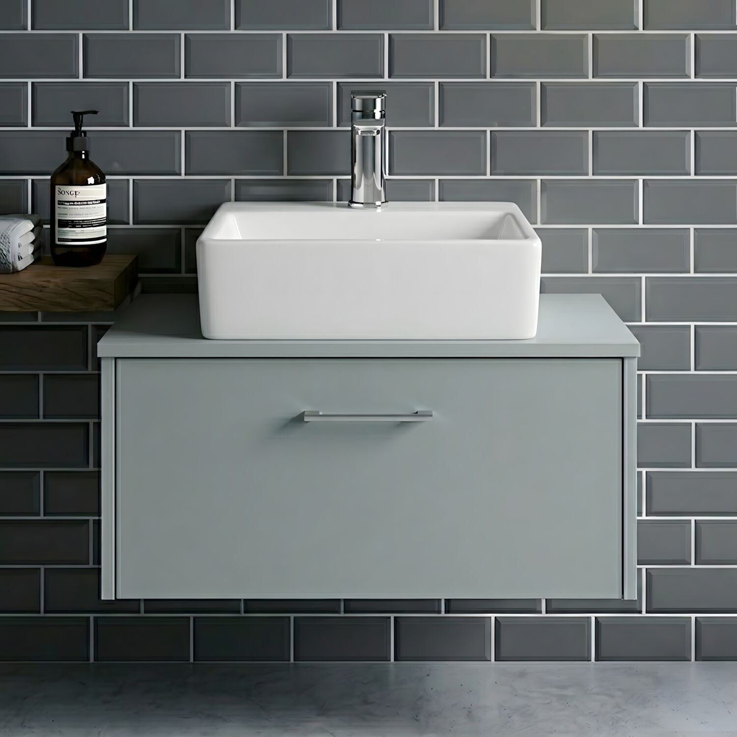 [BCCT106] Balterley Modern Bathroom Rectangular Vessel Basin for Countertop Use, White Vitreous China, Contemporary Design, 335 mm - Silo