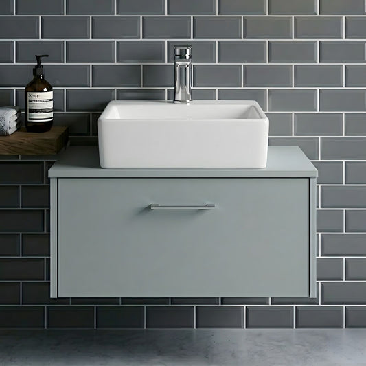 [BCCT106] Balterley Modern Bathroom Rectangular Vessel Basin for Countertop Use, White Vitreous China, Contemporary Design, 335 mm - Silo