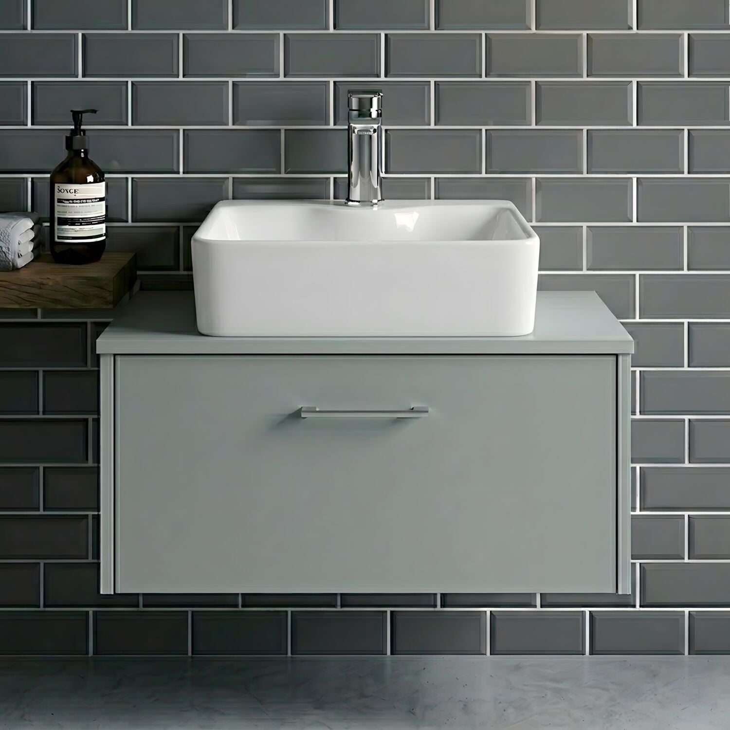 [BCCT119] Balterley Modern Bathroom Rectangular Soft Square Vessel Basin for Countertop Use, White Vitreous China, 485 mm - Silo