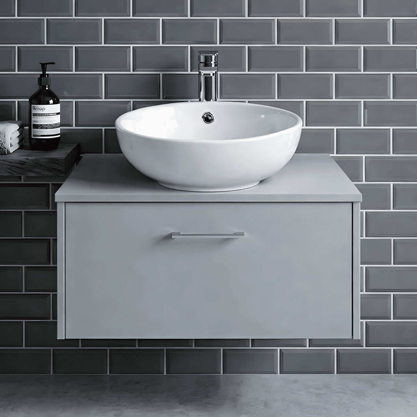 [BCCT124] Balterley Modern Bathroom Round Vessel Basin for Countertop Use, White Vitreous China, Contemporary Style, 410 mm - Silo