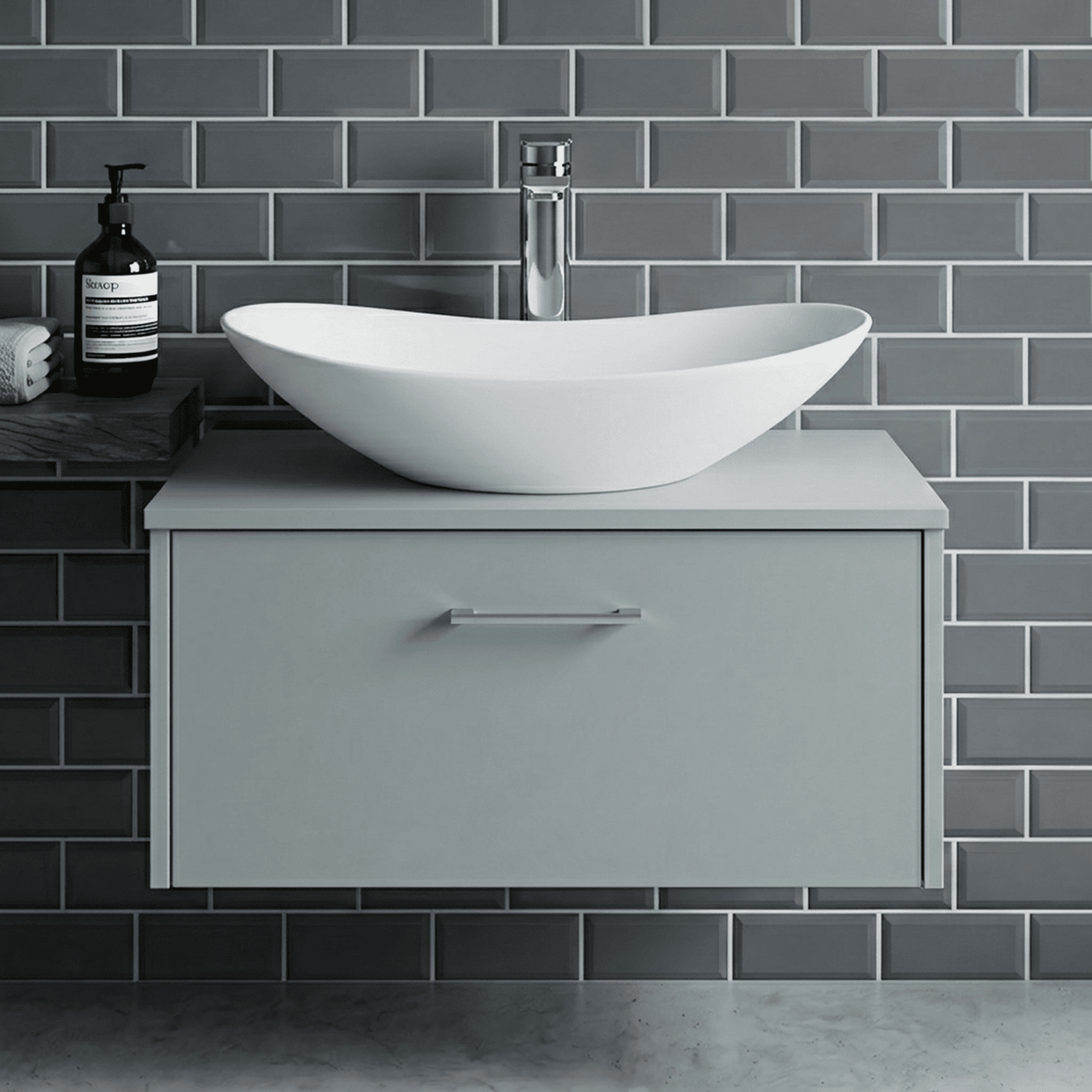 [BCCT159] Balterley Modern Bathroom Oval Vessel Basin for Countertop Use, White Vitreous China, Contemporary Design, 615 mm - Silo