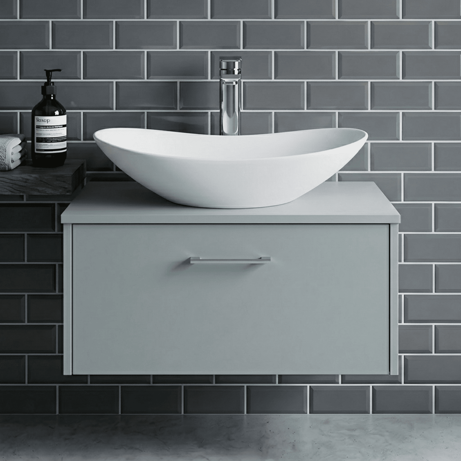 [BCCT159] Balterley Modern Bathroom Oval Vessel Basin for Countertop Use, White Vitreous China, Contemporary Design, 615 mm - Silo