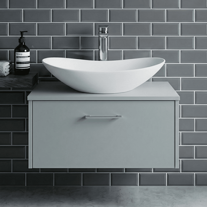 [BCCT159] Balterley Modern Bathroom Oval Vessel Basin for Countertop Use, White Vitreous China, Contemporary Design, 615 mm - Silo