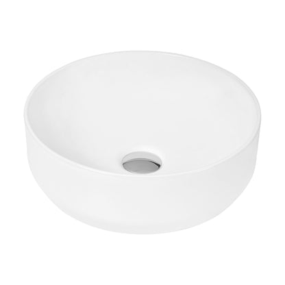 [BCCT162] Contemporary 350mm Round Countertop Basin - Gloss White Ceramic Vessel Without Overflow - Cutout