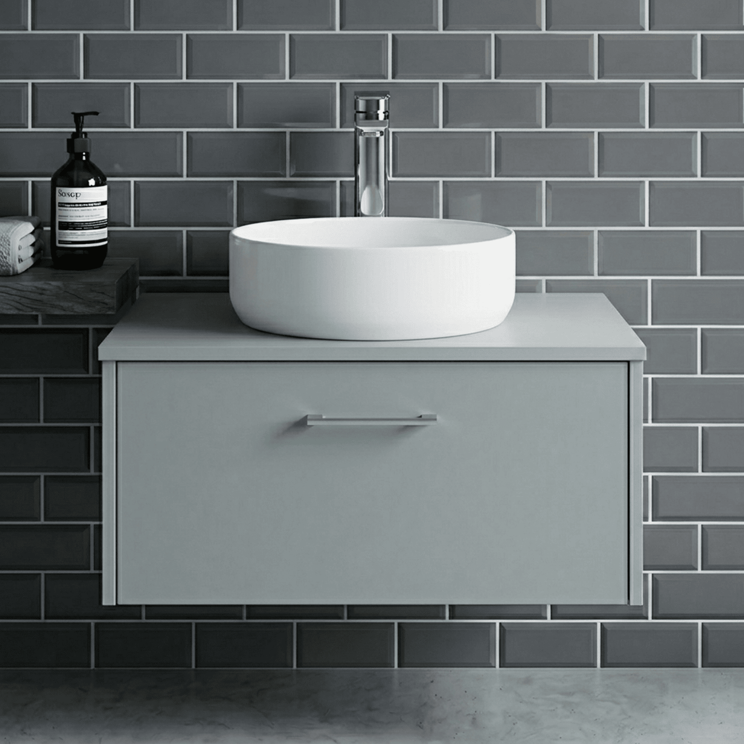 [BCCT162] Contemporary 350mm Round Countertop Basin - Gloss White Ceramic Vessel Without Overflow - Silo