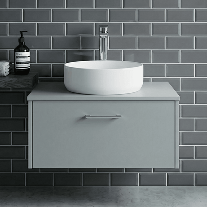 [BCCT162] Contemporary 350mm Round Countertop Basin - Gloss White Ceramic Vessel Without Overflow - Silo
