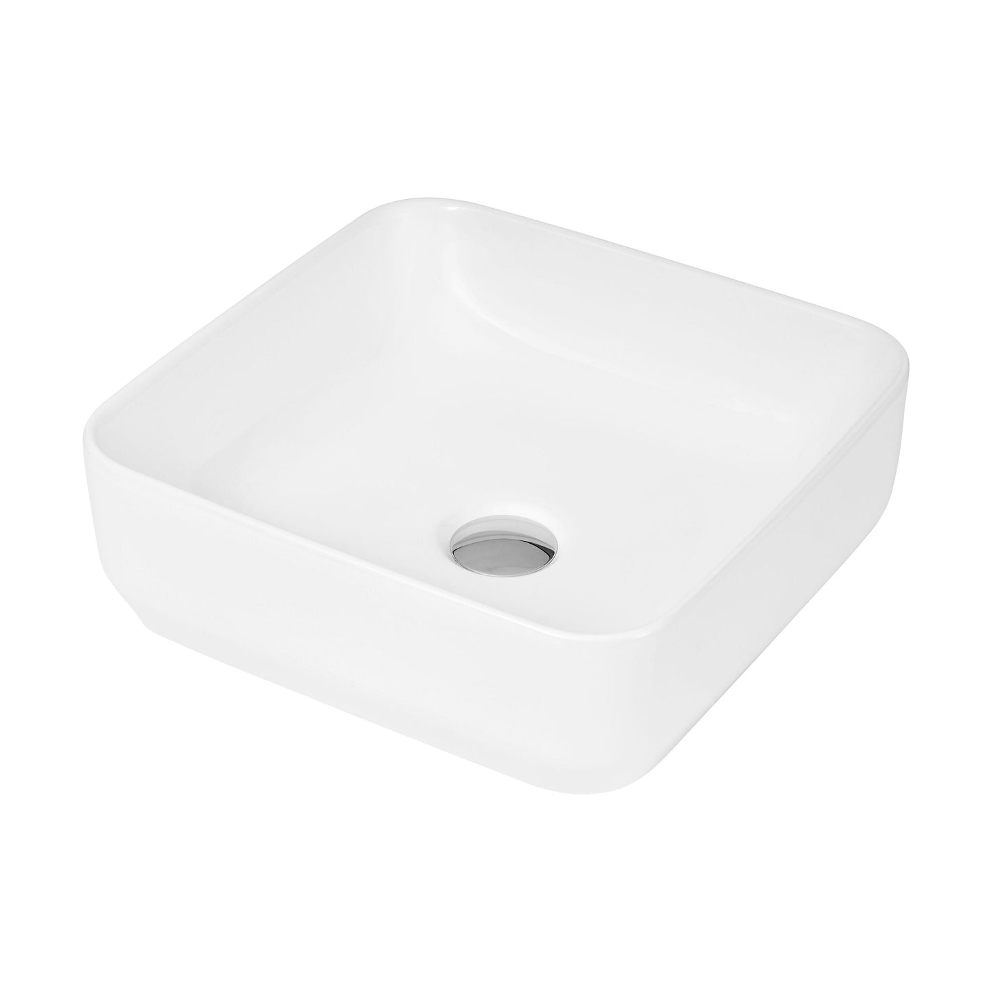[BCCT163] Balterley Modern Bathroom Square Vessel Basin for Countertop, White Vitreous China, Contemporary Style, 365 mm - Cutout