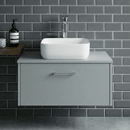 [BCCT163] Balterley Modern Bathroom Square Vessel Basin for Countertop, White Vitreous China, Contemporary Style, 365 mm - Silo